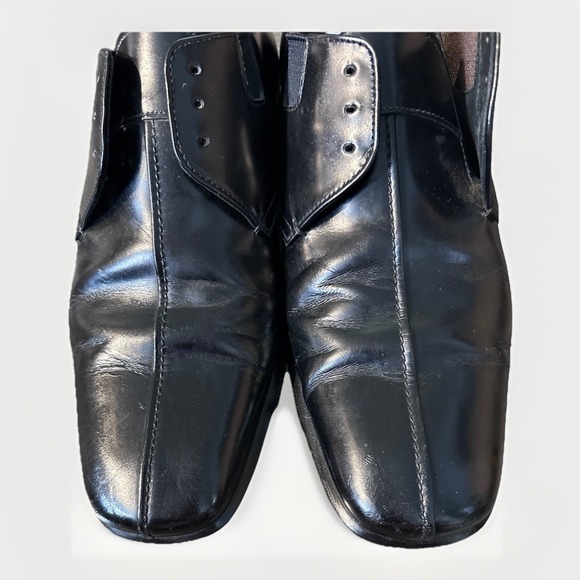 Vintage Prada US 13 Black Leather Oxford Shoes Sleek Minimalist Classic Square main image 10